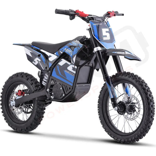 MotoTec 60v 2000w Pro Electric Dirtbike Lithium Blue eRides