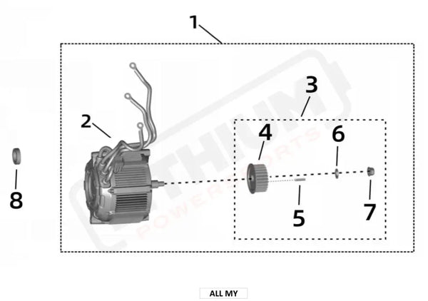 Surron Ultra Bee MOTOR ASSY parts diagram