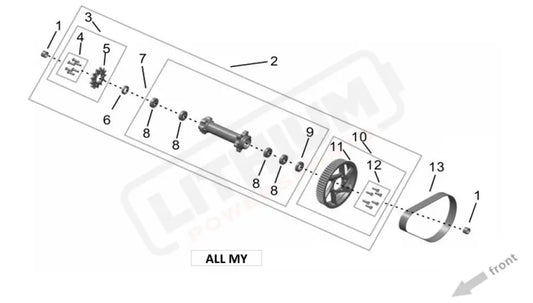 Surron Ultra Bee OEM Parts Diagram - MID-SHAFT