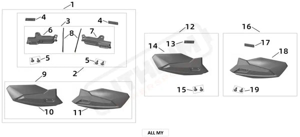 Surron Ultra Bee HANDGUARD parts diagram
