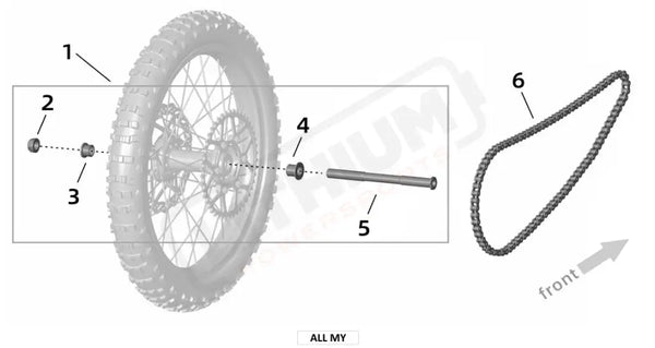 Surron Ultra Bee REAR WHEEL AXLE DRIVE parts diagram
