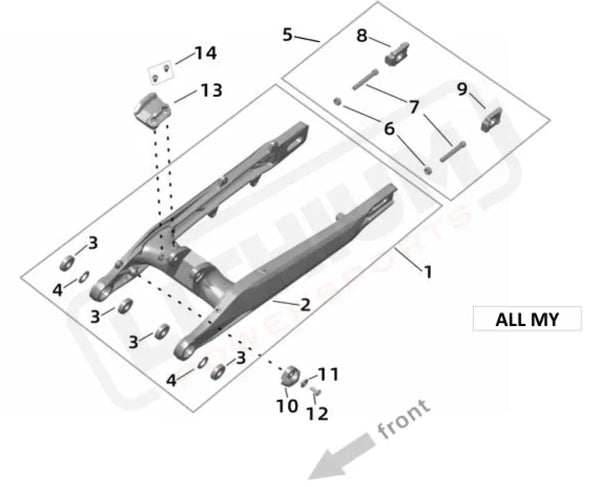 Surron Ultra Bee SWINGARM parts diagram
