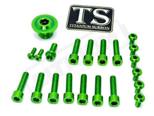 Titanium Surron Ultra Bee OEM Fork Bolt Kit - Green - Titanium Bolts