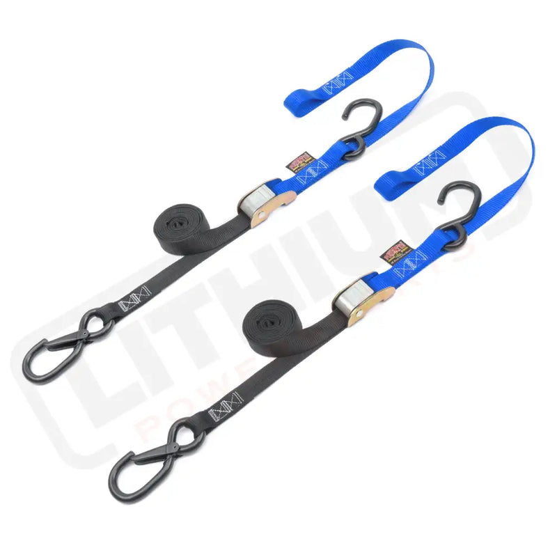 1in x 6ft CAM BUCKLE SOFT-TYE TIE-DOWNS, 1 LATCH HOOK (pair) - PowerTye#color_black-blue