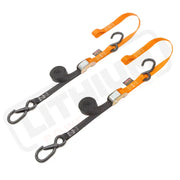 1in x 6ft CAM BUCKLE SOFT-TYE TIE-DOWNS, 1 LATCH HOOK (pair) - PowerTye#color_black-orange