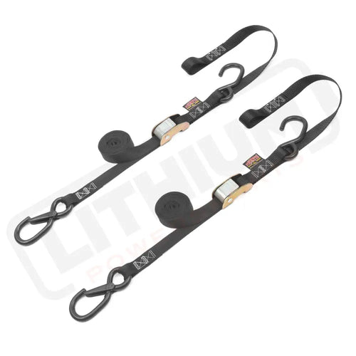1in x 6ft CAM BUCKLE SOFT-TYE TIE-DOWNS, 1 LATCH HOOK (pair) - PowerTye#color_black-black