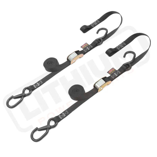 1in x 6ft CAM BUCKLE SOFT-TYE TIE-DOWNS, 1 LATCH HOOK (pair) - PowerTye#color_black-black