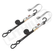 1in x 6ft CAM BUCKLE SOFT-TYE TIE-DOWNS, 1 LATCH HOOK (pair) - PowerTye#color_black-silver