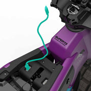 Close up of the USB-C charging port on the SUPER73-MZFT ebike in Cullenberry. @color_cullenberry