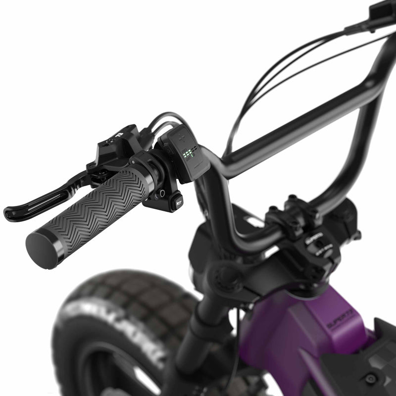 Close up of the display on the SUPER73-MZFT ebike in Cullenberry. @color_cullenberry