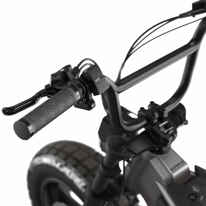 Close up of the display on the SUPER73-MZFT ebike in Titanium Ore. @color_titanium ore