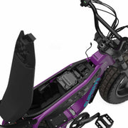 Top down view of the battery and in-seat storage on the SUPER73-MZFT ebike in Cullenberry. @color_cullenberry