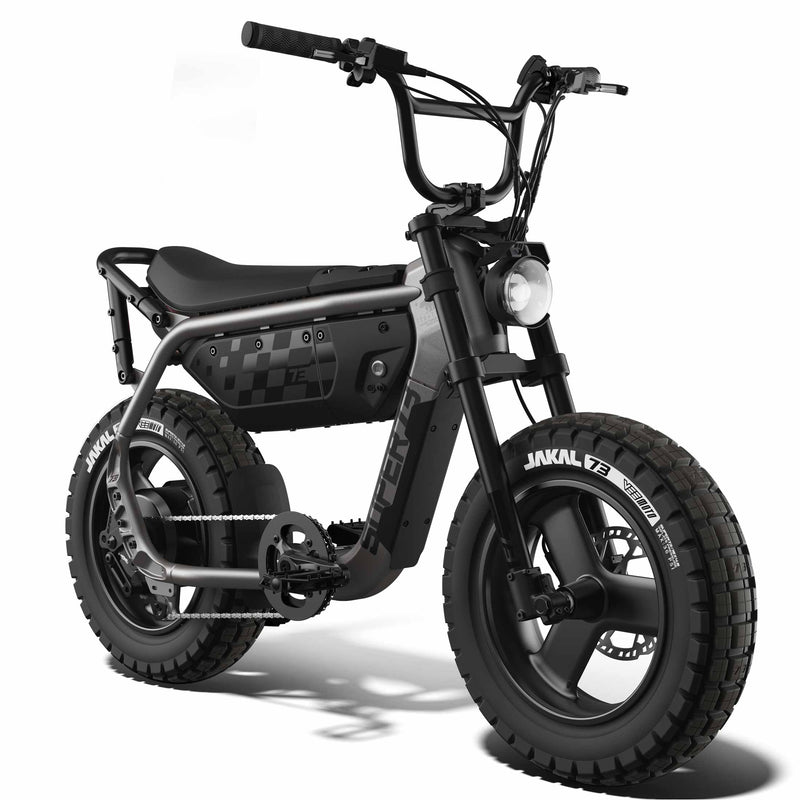 Front view of the SUPER73-MZFT ebike in Titanium Ore. @color_titanium ore