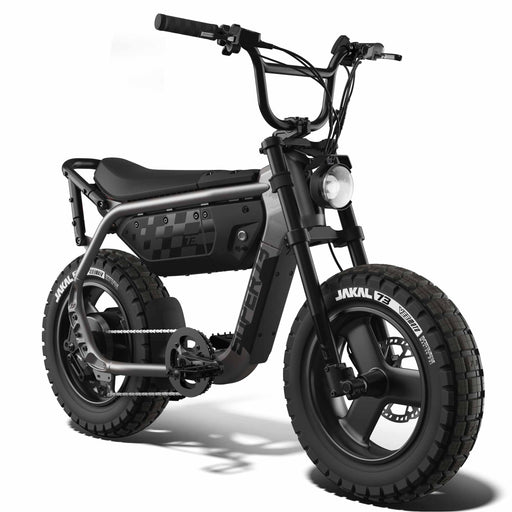 Front view of the SUPER73-MZFT ebike in Titanium Ore. @color_titanium ore