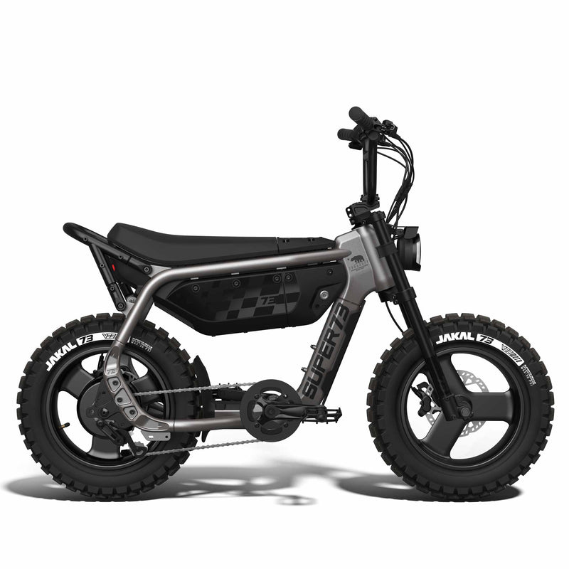 Side view of the SUPER73-MZFT ebike in Titanium Ore. @color_titanium ore