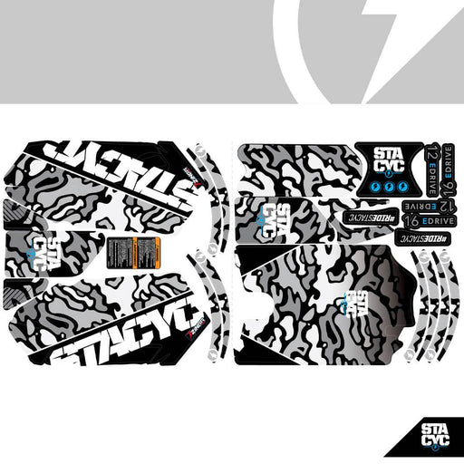 Stacyc 12" or 16" GRAPHICS KIT, BRUSHED CAMO WHT - Lithium Powersports