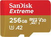 SanDisk 256GB Extreme microSDXC UHS-I Memory Card with Adapter - Up to 190MB/s C10 U3 V30 4K 5K A2 eParts