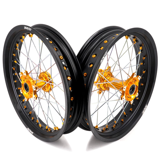 KKE 2.5*17’’ & 3.5*17’’ E-Motor Wheels Fit Surron Ultra Bee Gold Hub, Black Rim, Gold Nipple, Silver Spoke eParts