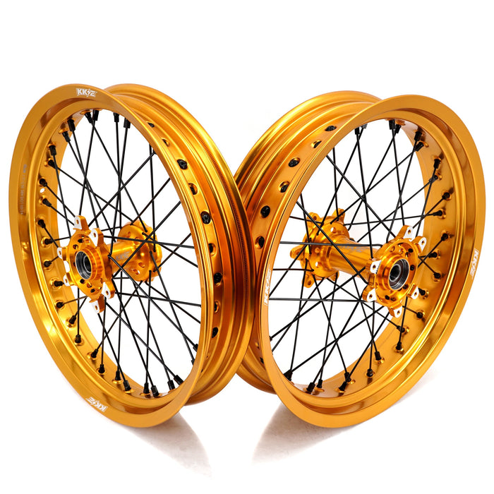 KKE 2.5*17’’ & 3.5*17’’ E-Motor Wheels Fit Surron Ultra Bee Gold Hub, Gold Rim, Black Nipple, Black Spoke eParts