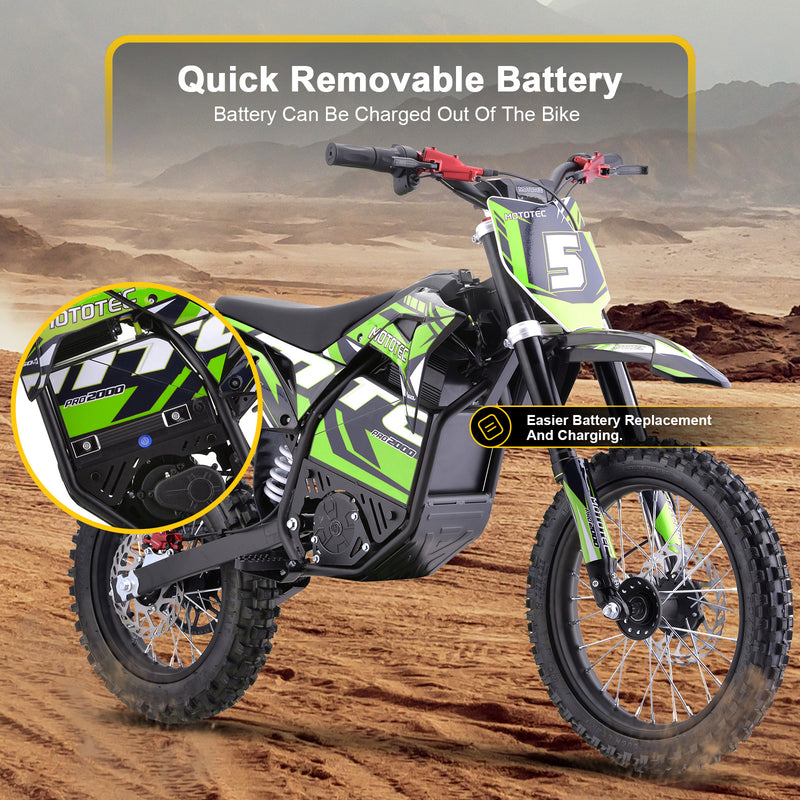 MotoTec 60v 2000w Pro Electric Dirt Bike Lithium