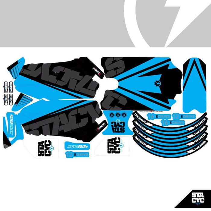 Stacyc 12" or 16" GRAPHICS KIT - ELECTRIFY CYAN - Lithium Powersports