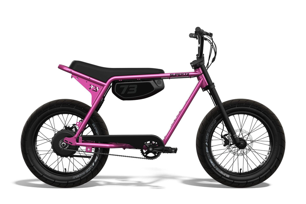 Side view of the SUPER73-ZX in Prickly Pink. @color_prickly pink