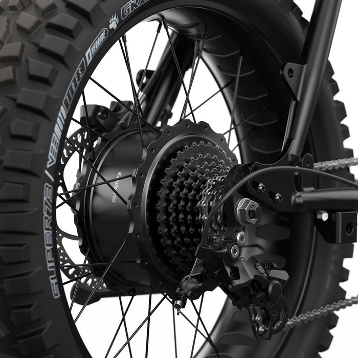Detail image showing the branded stem cap on the SUPER73-Z Adventure Core ebike in Sandstorm. @color_sandstorm