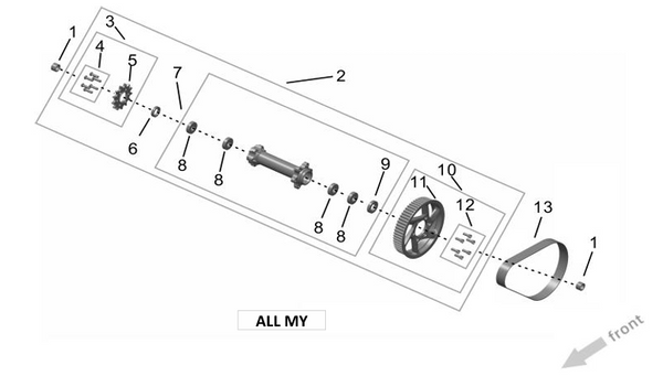 Surron Ultra Bee MID-SHAFT OEM parts diagram