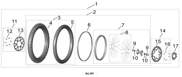 Surron Ultra Bee REAR WHEEL ASSY 100 90 18 parts diagram