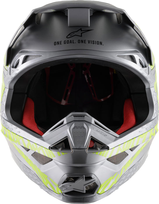 Alpinestars S.tech S-m8 Triple Helmet Silver/black/yellow Fluo