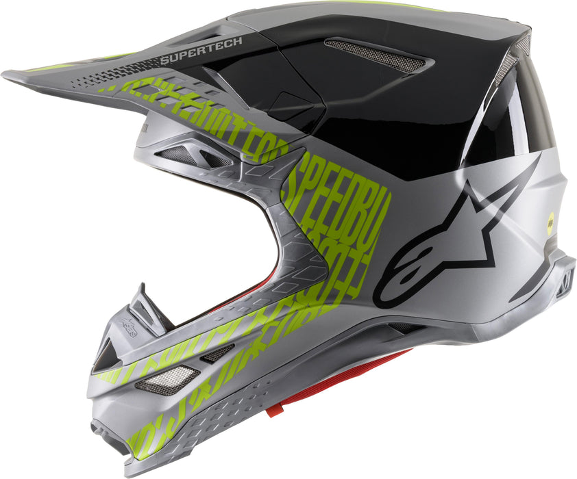 Alpinestars S.tech S-m8 Triple Helmet Silver/black/yellow Fluo