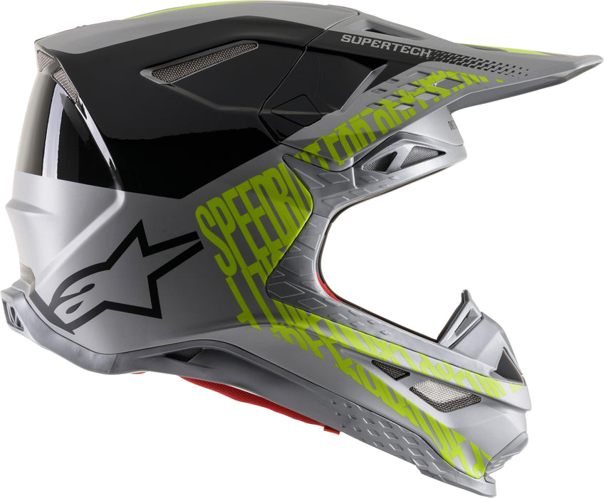 Alpinestars S.tech S-m8 Triple Helmet Silver/black/yellow Fluo