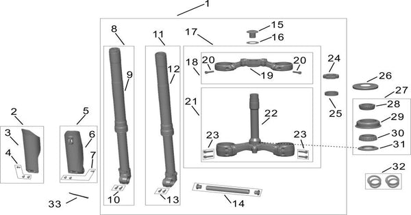 Front Fork & Steering Stem System parts diagram