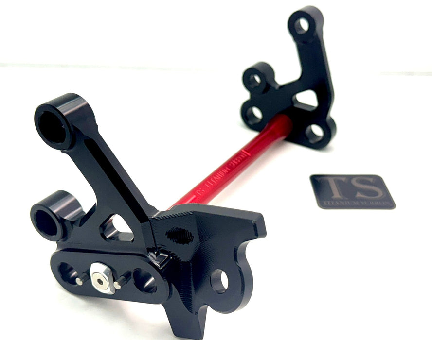 Titanium Surron Custom CNC Aluminum Footpeg Bracket Assembly Surron Red / Black Footpeg bracket assembly LBX