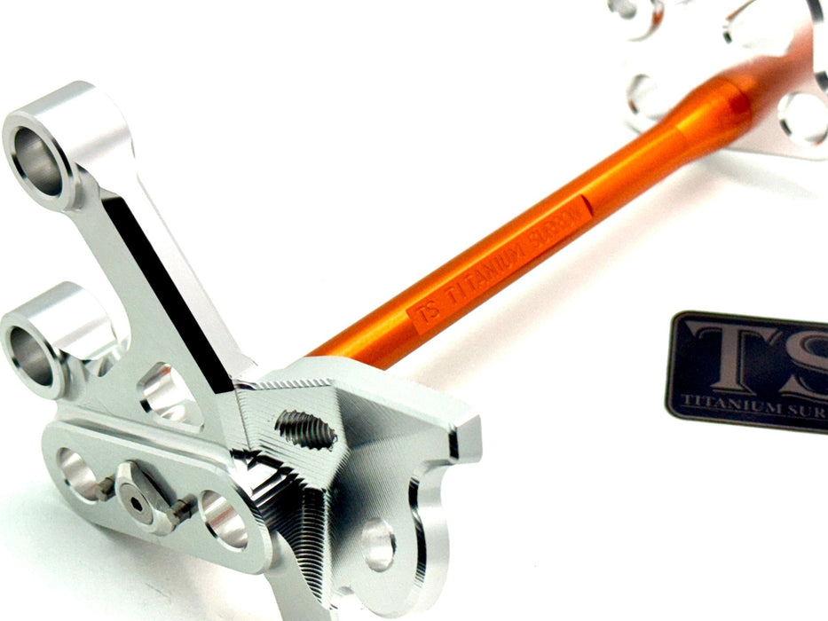 Titanium Surron Custom CNC Aluminum Footpeg Bracket Assembly Surron Burnt Orange / Silver Footpeg bracket assembly LBX