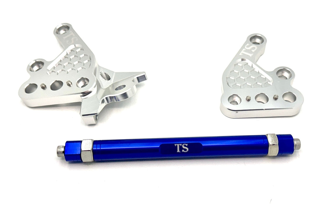 Titanium Surron Custom CNC Aluminum Footpeg Bracket Assembly Talaria MX3 MX4 MX5 Silver / Blue Footpeg bracket assembly