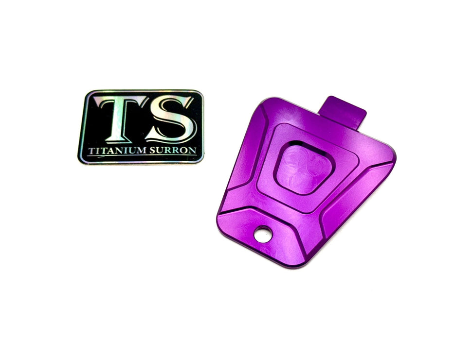 Titanium Surron Custom CNC Aluminum Horn Delete Cover E-Ride Pro and Surron Purple E-Ride Pro Horn Delete