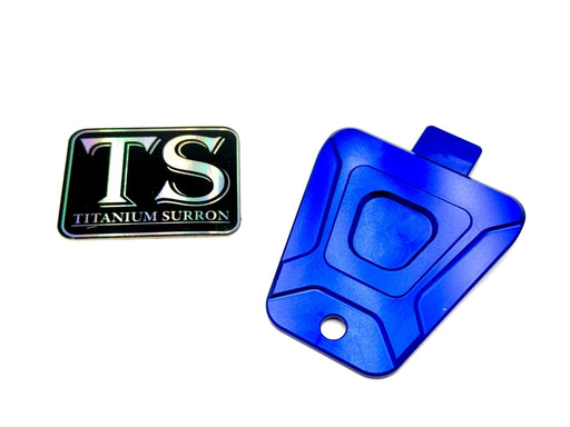 Titanium Surron Custom CNC Aluminum Horn Delete Cover E-Ride Pro and Surron Blue E-Ride Pro Horn Delete