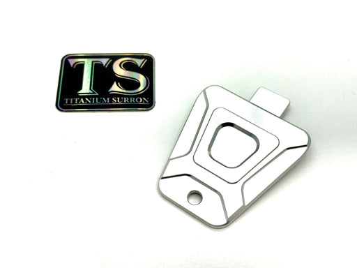 Titanium Surron Custom CNC Aluminum Horn Delete Cover E-Ride Pro and Surron Silver E-Ride Pro Horn Delete