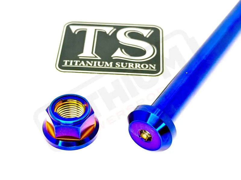 E-Ride Pro SS 2.0/ Pro S Titanium Rear Axle and Nut (2 Pieces) - Burnt Blue - Titanium Bolts