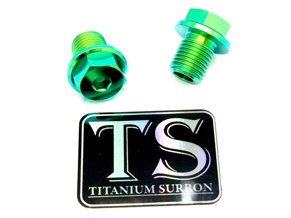 Titanium Surron Titanium FastAce Fork Axle Bolts. ALX13RC (2.0) and AXH12RV (3.0) Hex Style Head (6 point) / Green