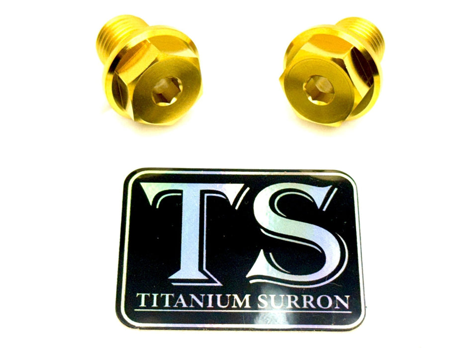 Titanium Surron Titanium FastAce Fork Axle Bolts. ALX13RC (2.0) and AXH12RV (3.0) Hex Style Head (6 point) / Gold