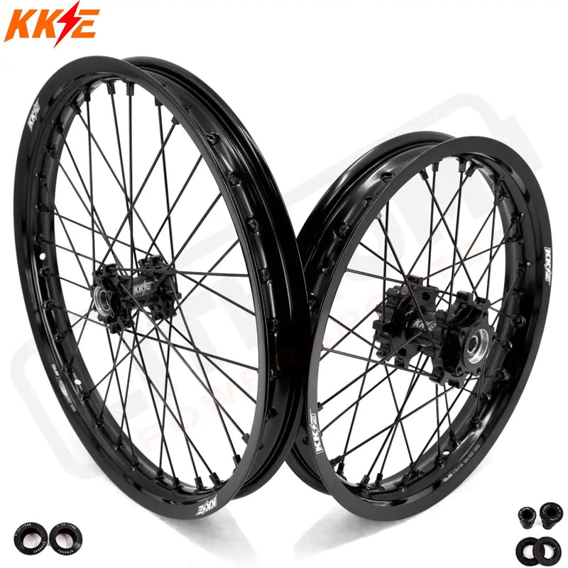 KKE 21’’ 18’’ E-Bike Spoked Wheels For Talaria Sting MX3 / R MX4 (.) Black Hub, Black Rim, Black Nipple, Black Spoke