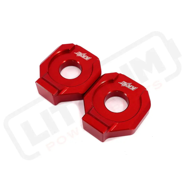 KKE Axle Chain Adjuster Blocks Fit Rawrr Mantis Mantis X Black and Red - E-Motor Parts
