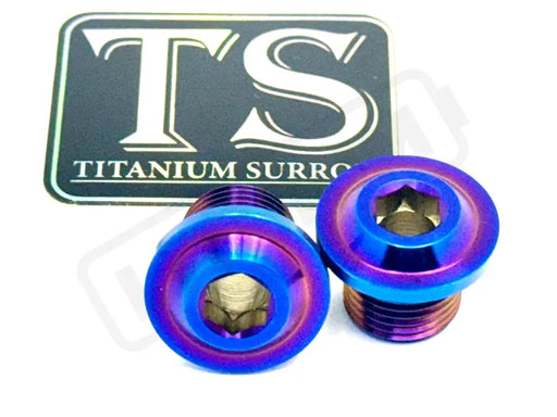 KKE Fork Axle End-Nuts for Surron Segway E-moto (Set of 2) - Burnt Blue (Titanium only) / Titanium - Titanium Bolts