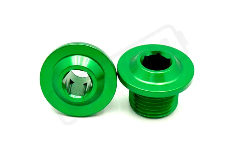 KKE Fork Axle End-Nuts for Surron Segway E-moto (Set of 2) - Green / Aluminum - Titanium Bolts