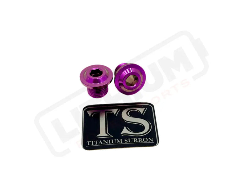 KKE Fork Axle End-Nuts for Surron Segway E-moto (Set of 2) - Purple / Titanium - Titanium Bolts