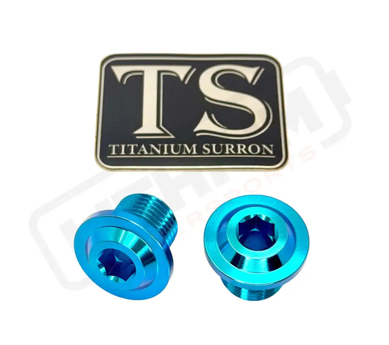 KKE Fork Axle End-Nuts for Surron Segway E-moto (Set of 2) - Teal / Titanium - Titanium Bolts