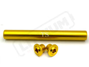 KKE Fork Custom Aluminum Axle and Two Axle End-Bolts (3 Pieces) - Gold - KKE Fork Axle Aluminum