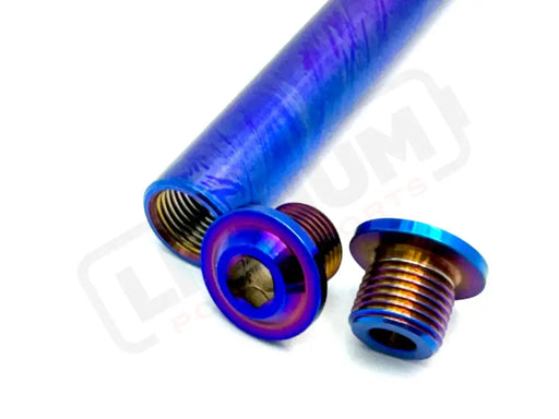 KKE Fork Custom Titanium Axle and Two Axle End-Bolts - Burnt Blue - Titanium Bolts